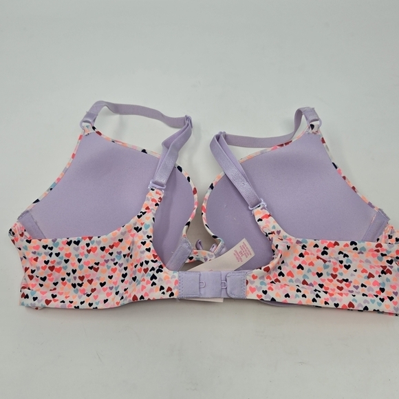 VICTORIA'S SECRET PUSH UP BRA LILAC PURPLE MULTI-COLORED HEART DESIGN WOMEN 34B - Picture 6 of 12
